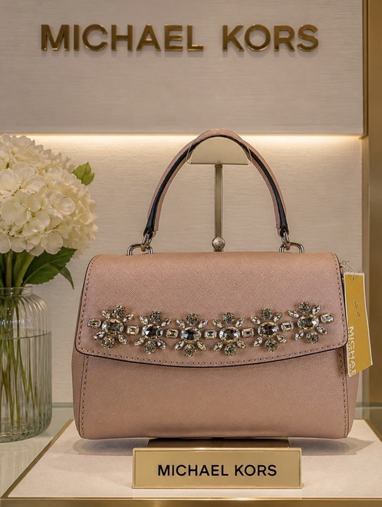 Michael Kors Handbags - Michael Kors Ava Ballet Pink Jeweled Handle Satchel Xsmall Crossbody Hand Bag